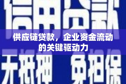 浑南供应链贷款，企业资金流动的关键驱动力
