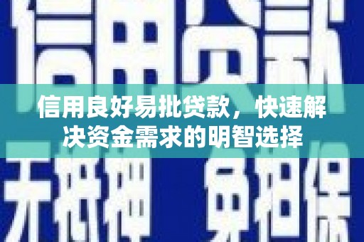 浑南信用良好易批贷款，快速解决资金需求的明智选择