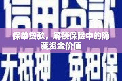 浑南保单贷款，解锁保险中的隐藏资金价值