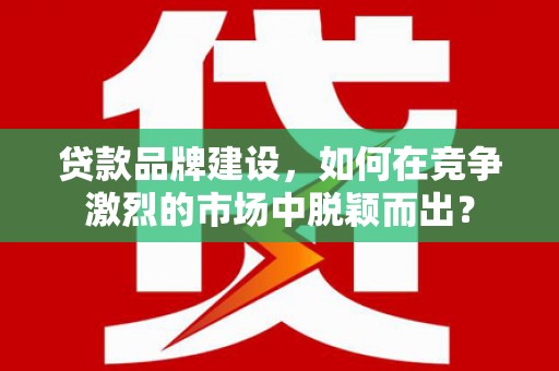 浑南贷款品牌建设，如何在竞争激烈的市场中脱颖而出？