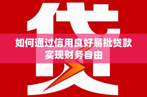 浑南如何通过信用良好易批贷款实现财务自由