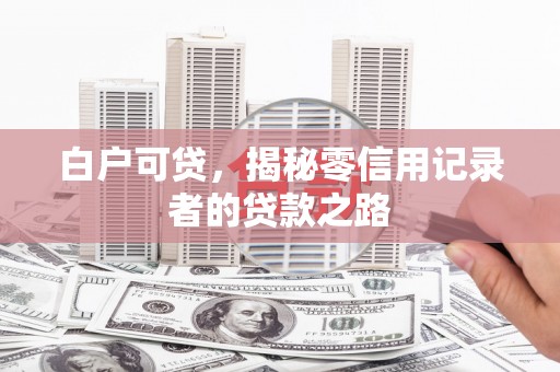 浑南白户可贷，揭秘零信用记录者的贷款之路